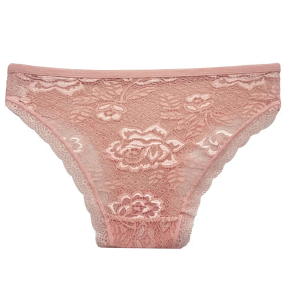 5 PCS/Set Mesh Briefs Big Size M-XL Lace Hollow Out Panties Sexy Transparent Underwear Low Rise Panties Girls Intimates Lingerie