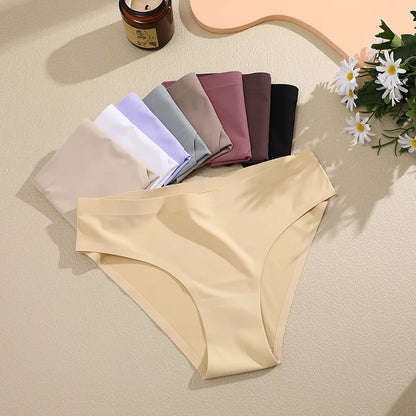 6Pcs/Set Sexy Traceless Panties For Women Seamless Low Waist Breathable Briefs High Elastic Solid Color Lingerie Cozy Underpants