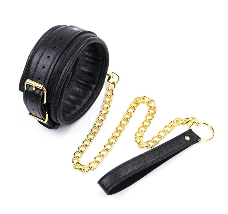 3-Piece Leather Collar, Wrist & Ankle Cuff Set