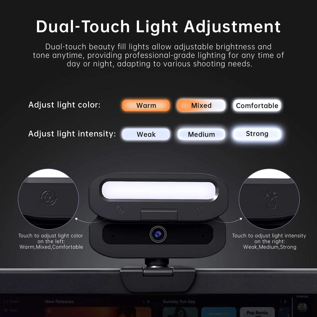 LED Lights Autofocus 4k Webcam