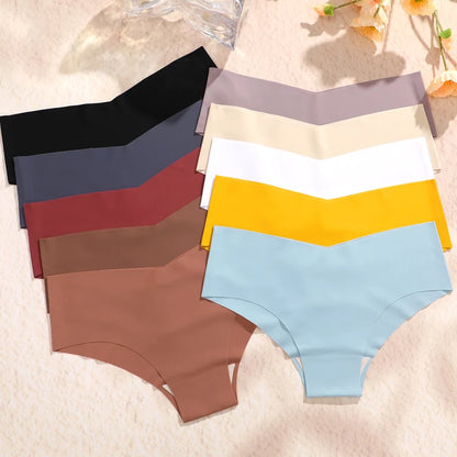 10PCS Seamless Women Panties V Waist Briefs Sexy Low Rise Underwear for Female Solid Color Ice Ultra Thin Breathable Lingere