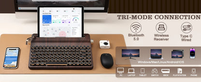 Creme Beige Premium Keyboard Golden