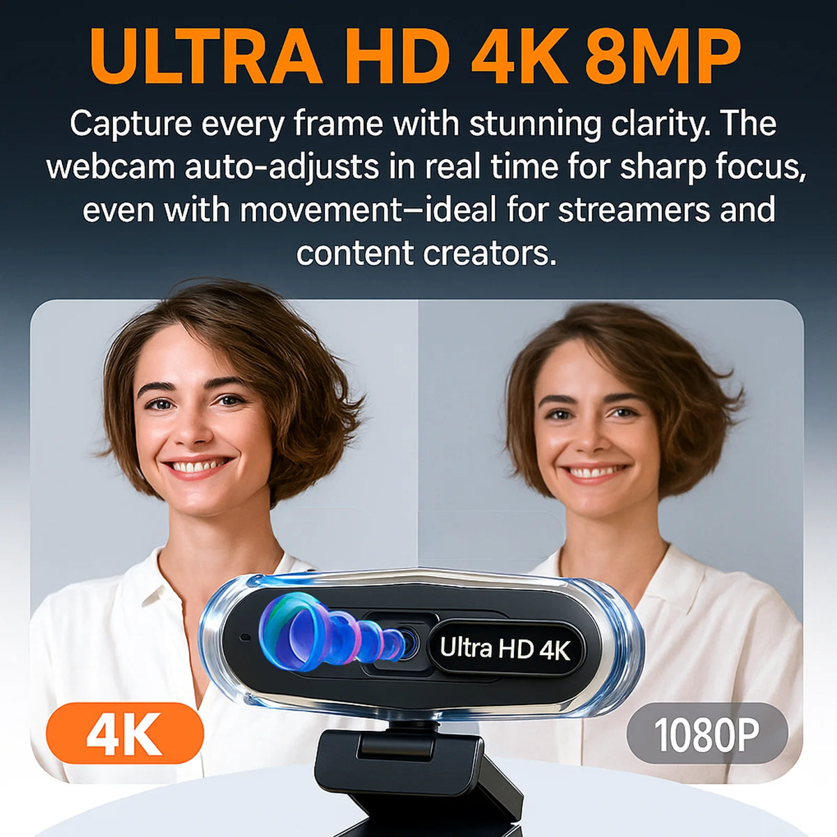 4k LED Light Autofocus Webcam