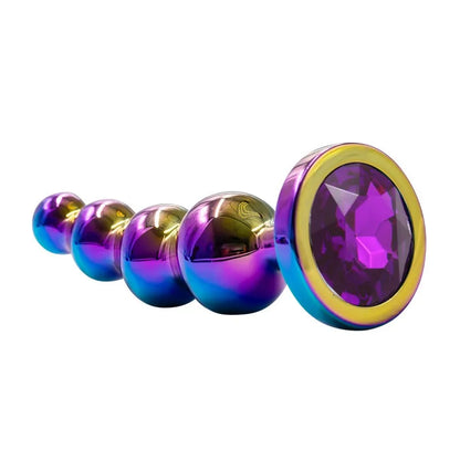 Premium Metal Anal Beads Pink Crysta