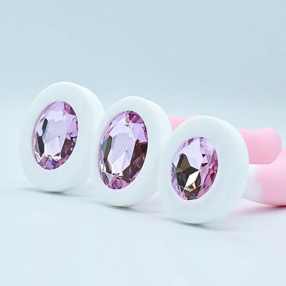 Crystal Jewel Silicone Anal Plug — 5 Elegant Colours