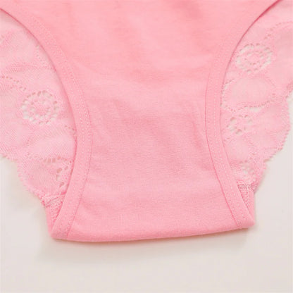 7PCS/Set Women Floral Lace Panties Sexy Low-Waist Briefs Female Hollow Out Breathable Underwear Cotton Soft Lingerie Solid Color