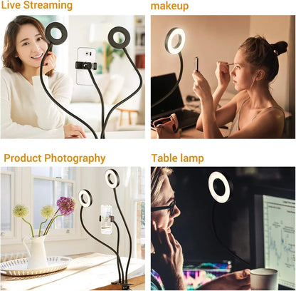 Flexible Phone Holder LED Light Tripod