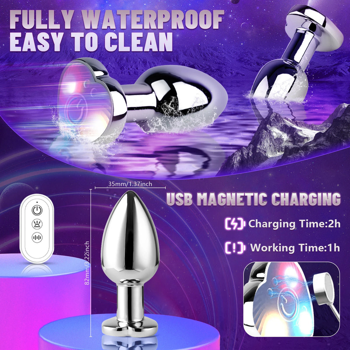 Smart Vibrating Metal LED Plug