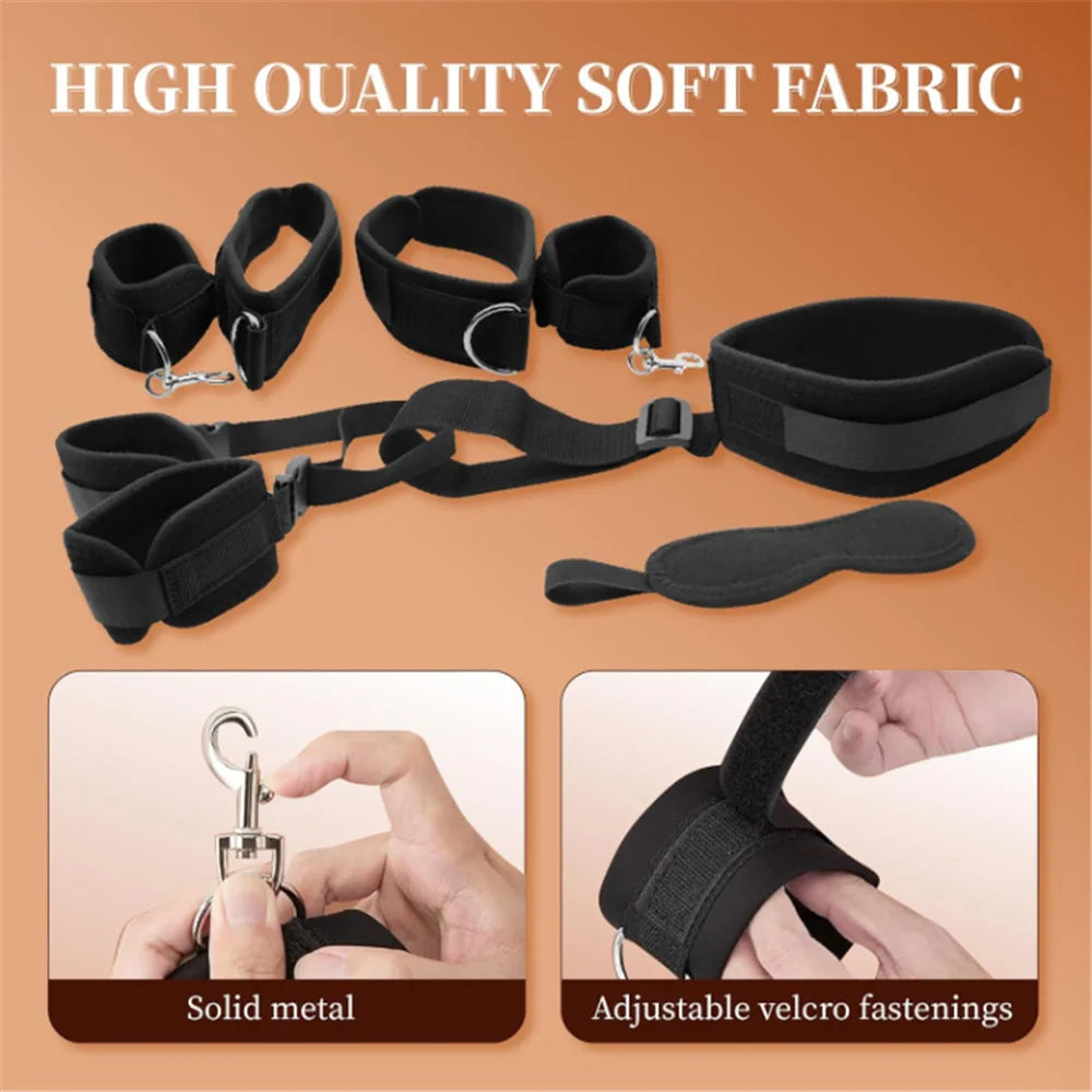 Leather Collar, Wrist & Ankle Restraint Set
