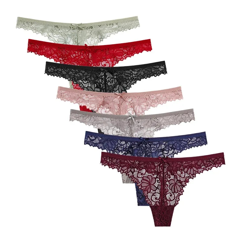 5 Pcs/Set Women's Underwear M-XL Sexy G-string Floral Transparent Female Underpants Lingerie Lace Thongs Woman Panties