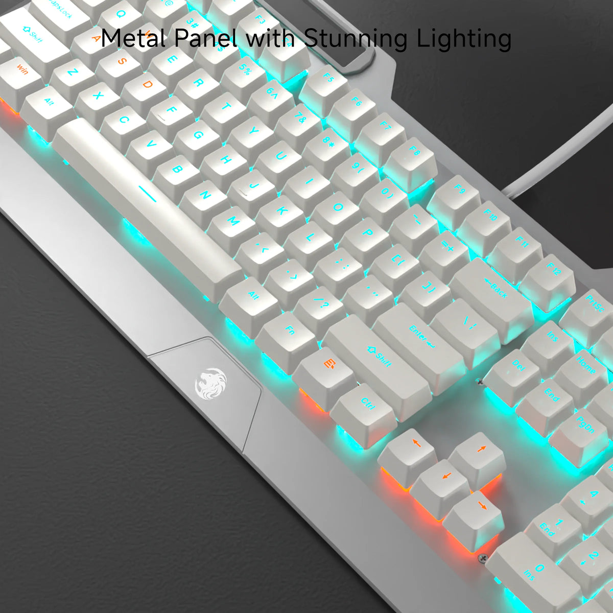 EWEADN Wired Mechanical Gaming Keyboard, Knob Blue Switch,104-Key,Ergonomic, Durable,Gaming/Typing, Laptops/PCs, Esports/Gaming