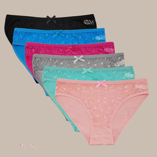 5 PCS/Set Hot Sale Sexy Lace Underwear Soft Underpants Ladies Panty Comfortable Women Cotton Panties 89319