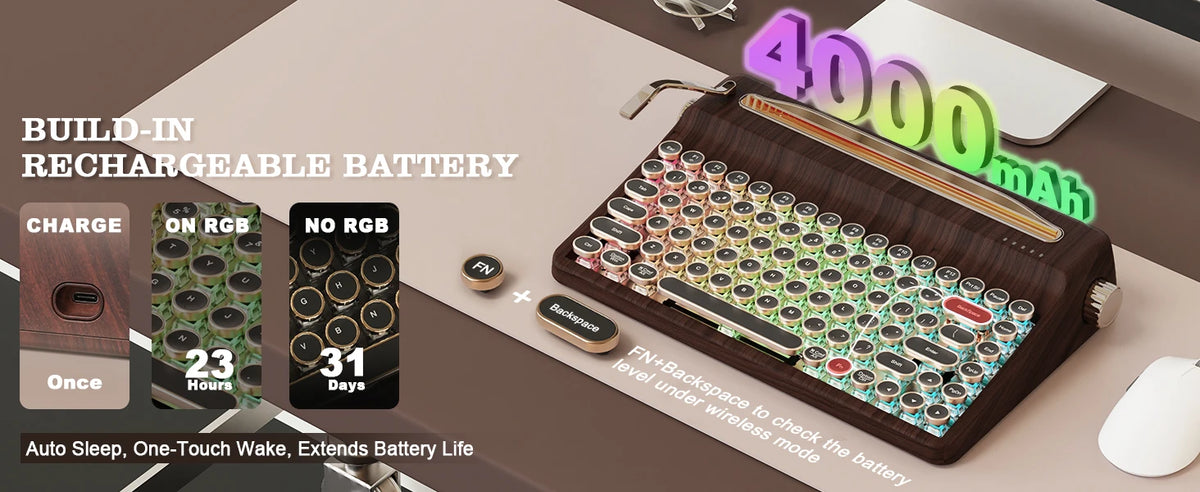 Creme Beige Premium Keyboard Golden