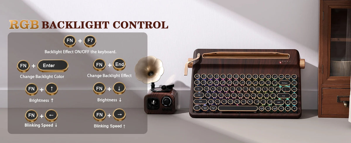 Creme Beige Premium Keyboard Golden