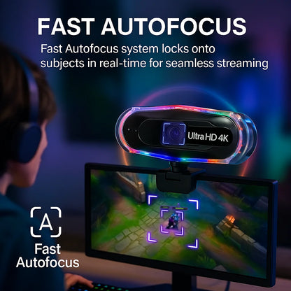 4k LED Light Autofocus Webcam