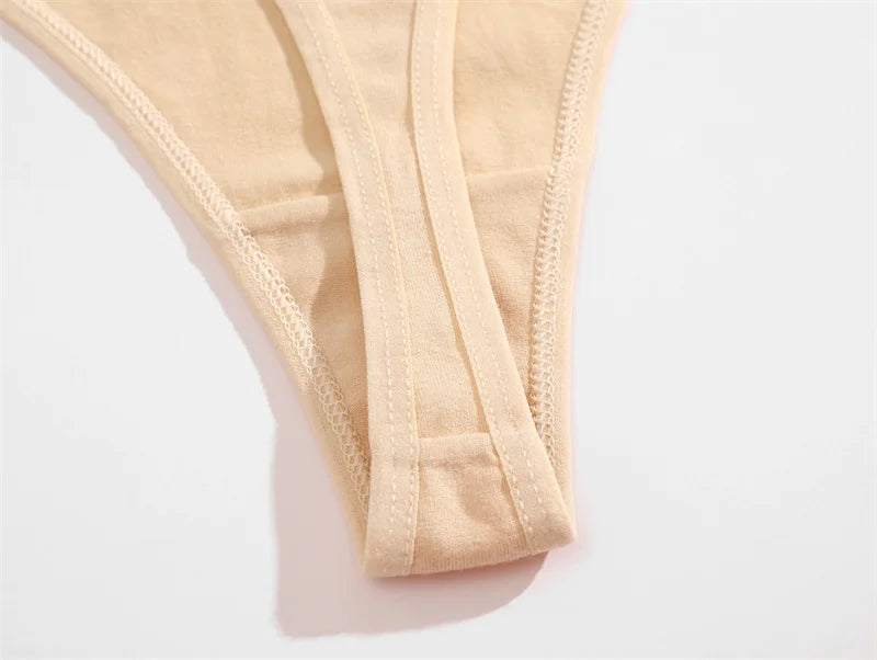 8PCS Women Cotton Thongs Sexy V Waist G-String Panties Seamless Soft Underwear for Women Solid Color Girls Intimates Lingerie