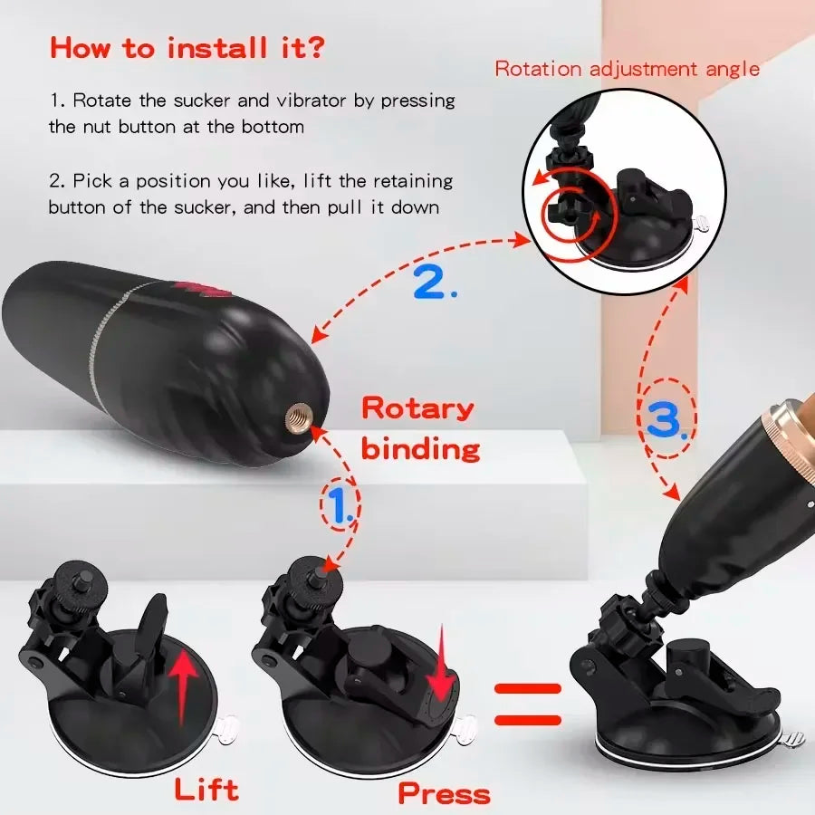 Telescopic Rotary Vibrator with Suction Cup