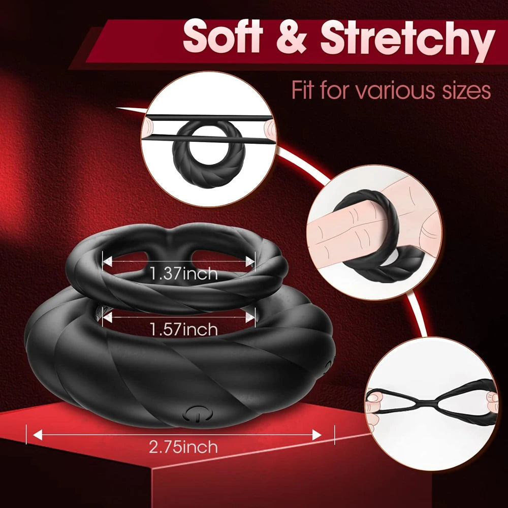 App Control Double Penis Ring Vibrator 10 Vibrations Cock Ring Penis Enhancer G spot Vibrator Mens Vibrator for Longer Erections