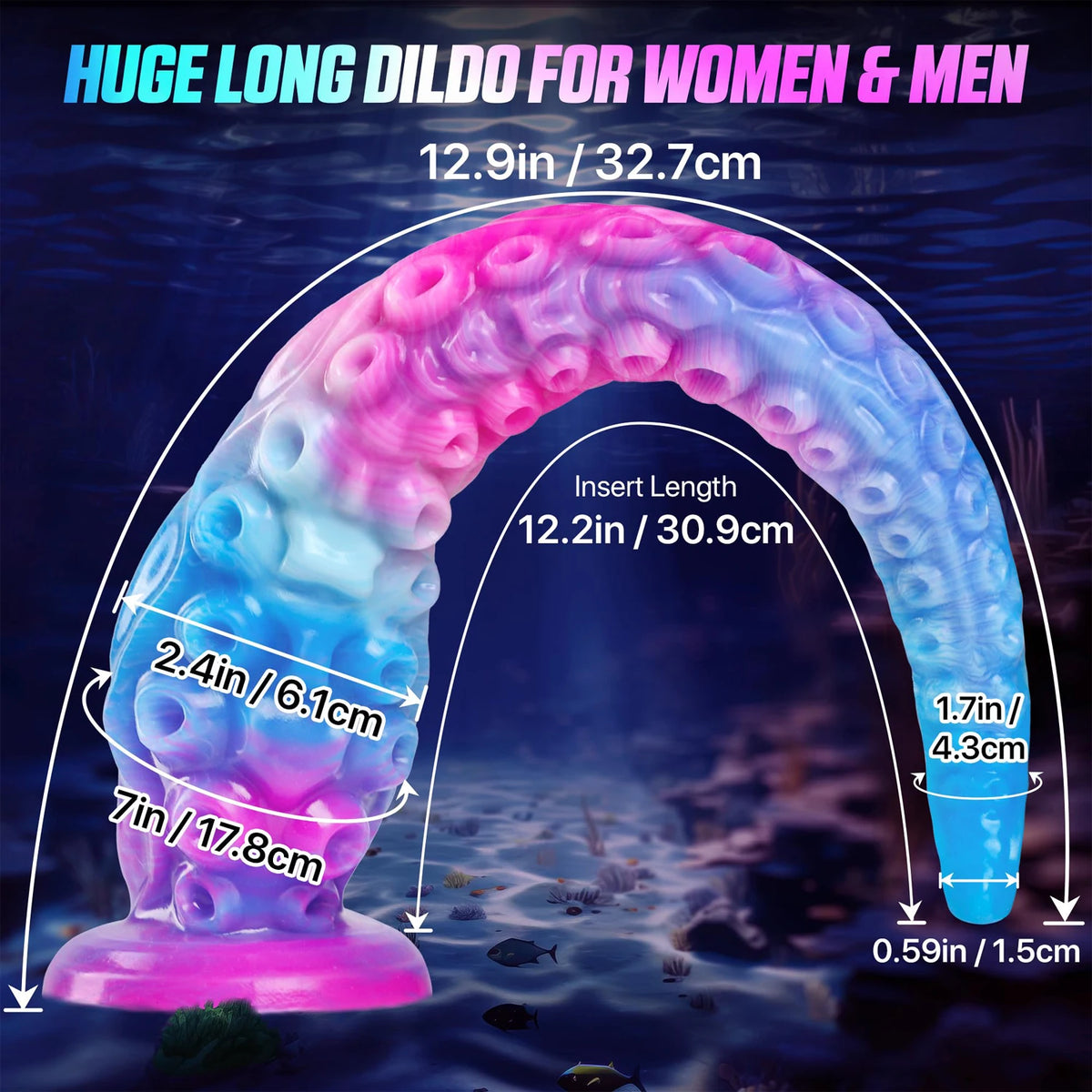Huge Octopus Tentacle Fantasy Dildo — 4 Colours Suction