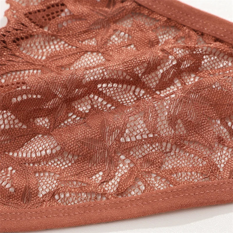 7Pcs/Set Women's Lace Panties Sexy Hollow Out Floral Thongs Solid Color Low Rise Thongs Fashion Cozy Breathable G-String S-XL