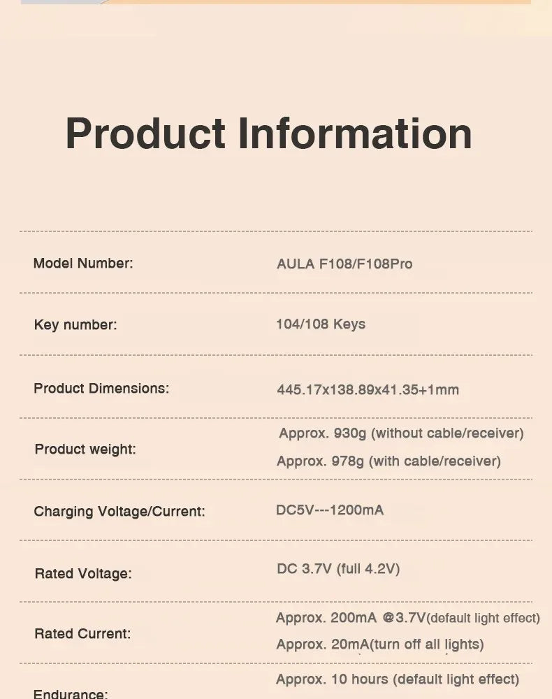 Long Battery Wireless Keyboard 8000mAh