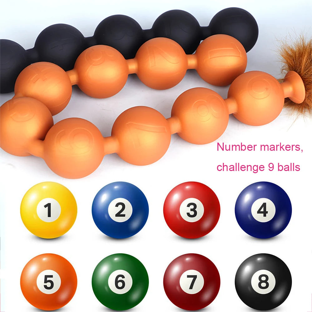 Huge 9 Ball Anal Plug Tail Sex Toys For Men Women Anal Dilator Soft Butt Plug with Tail Anal Beads Sex Party Erotic Toy Butplug