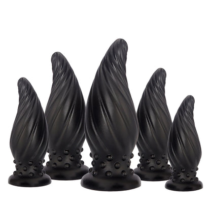 Spiral-Tip Silicone Anal Plug — Textured 5 Sizes S to XL