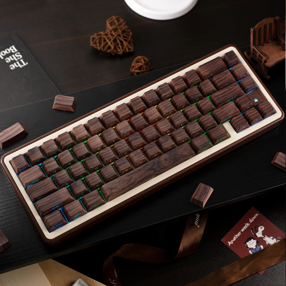 Stylish Wood Grain Mechanical Keycaps