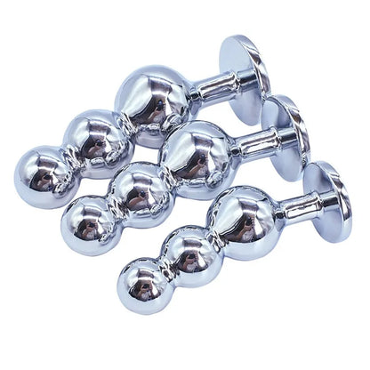 Premium Metal Anal Beads Pink Crysta