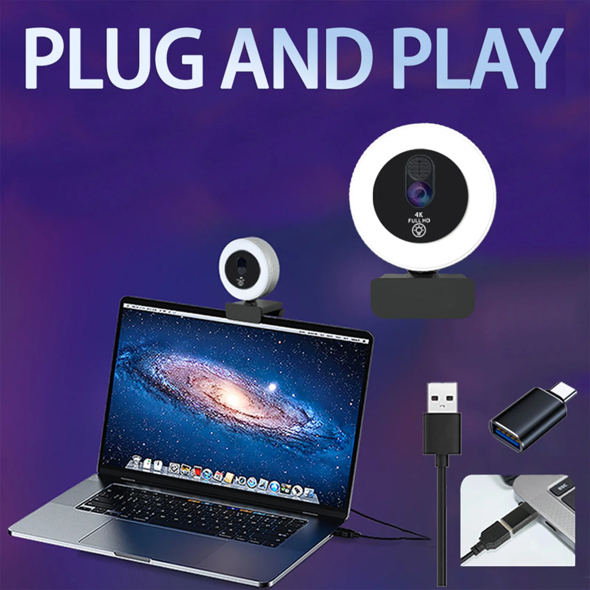 4K Streaming Ring Light Webcam