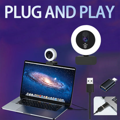 4K Streaming Ring Light Webcam