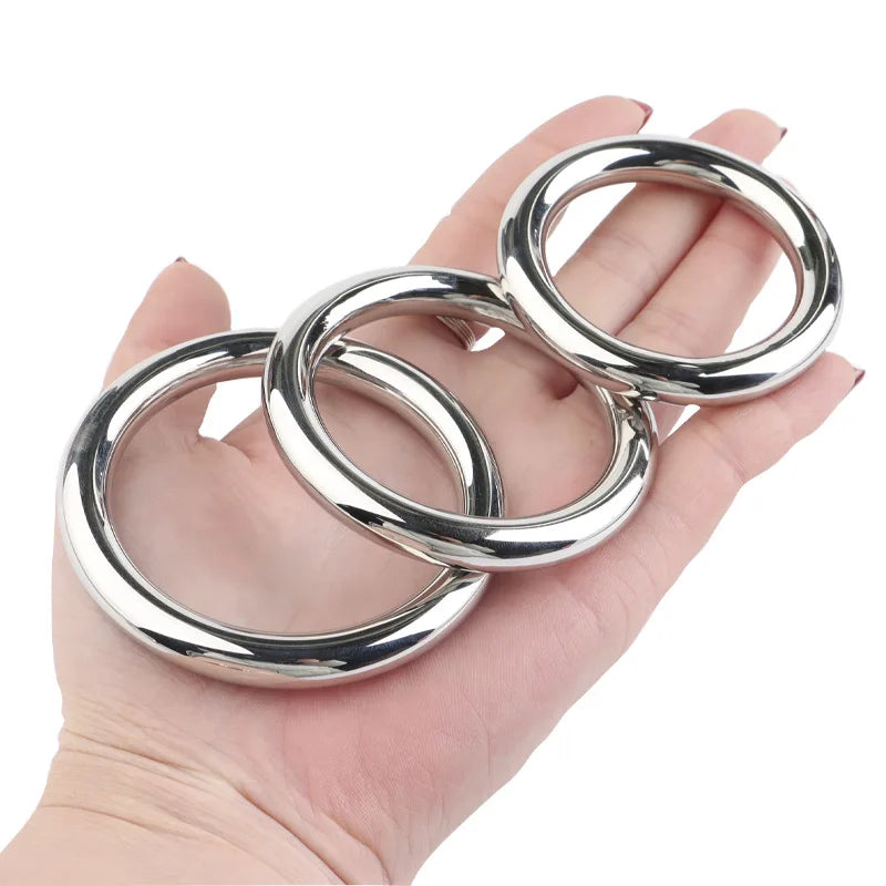 3Sizes Stainless Steel Metal Men'S Cock Ring Adult Sex Scrotum Binding Ejaculation Delay Device Glans Erection Sperm Locking Rin