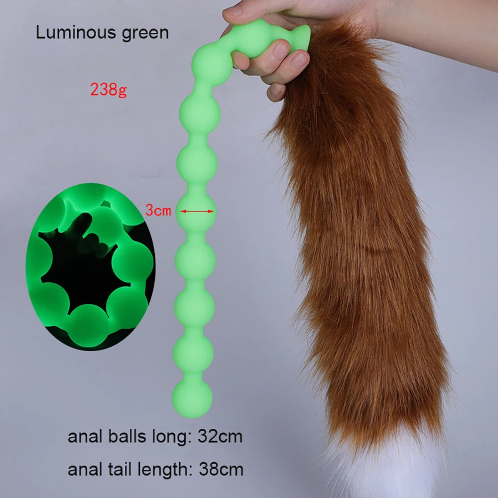 Huge 9 Ball Anal Plug Tail Sex Toys For Men Women Anal Dilator Soft Butt Plug with Tail Anal Beads Sex Party Erotic Toy Butplug