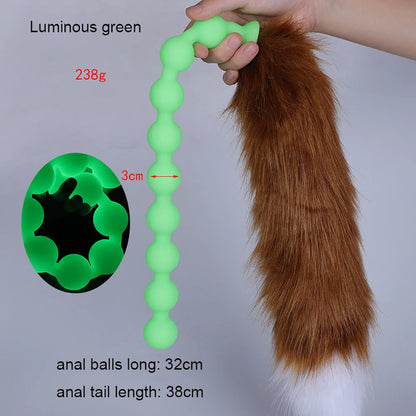 Huge 9 Ball Anal Plug Tail Sex Toys For Men Women Anal Dilator Soft Butt Plug with Tail Anal Beads Sex Party Erotic Toy Butplug
