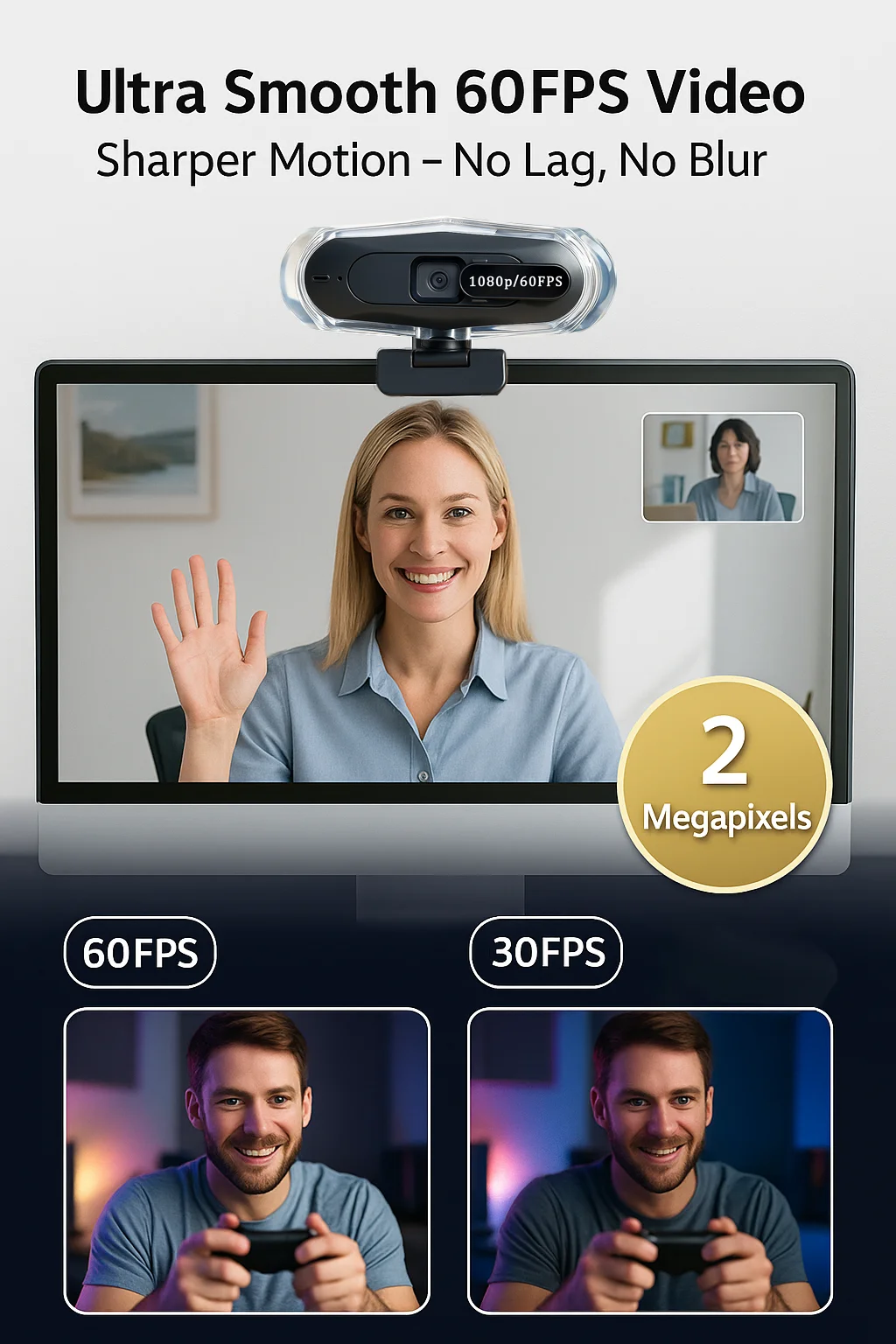 4k LED Light Autofocus Webcam