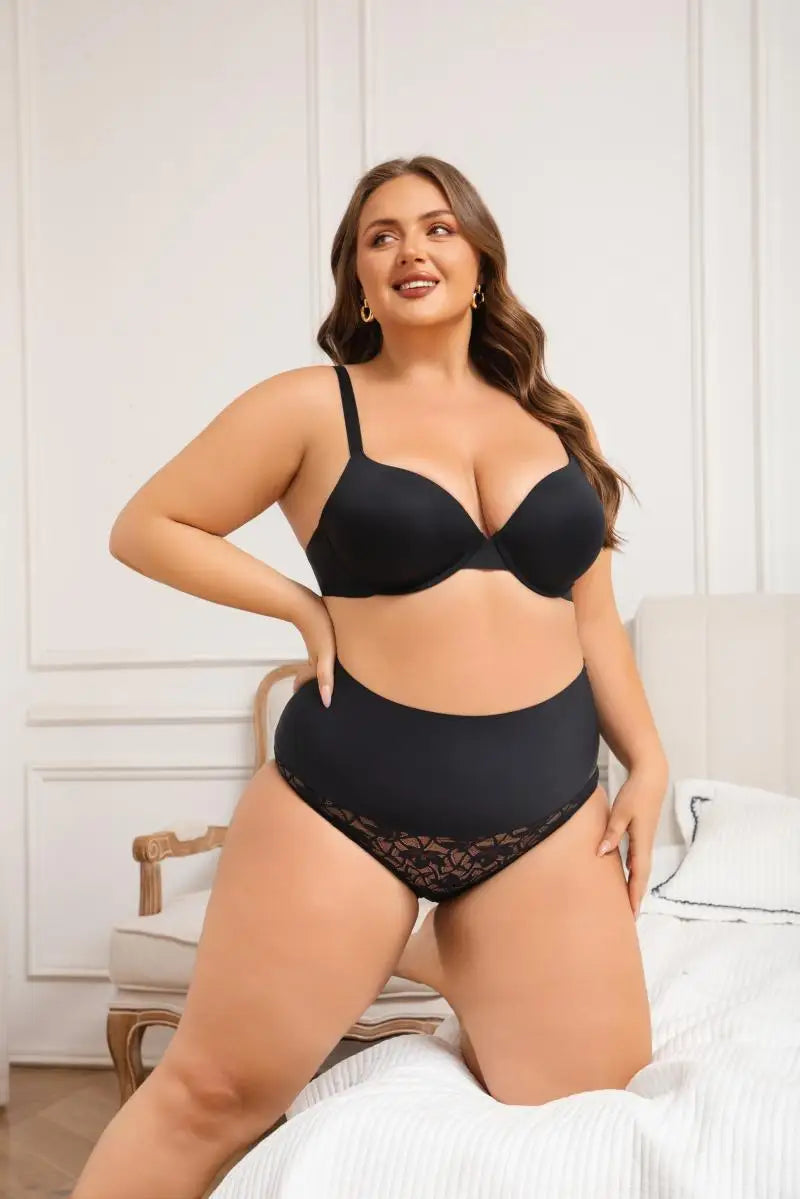 4Pcs/Set Women's Seamless Panties Sexy Solid Color Lace Floral Legging Plus Size High Waist Shapewear Female Soft Cozy Lingerie