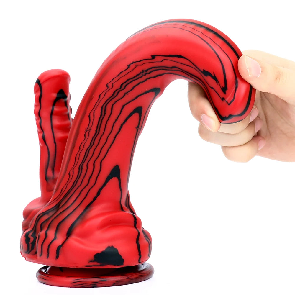 Double-Ended Silicone Dildo with Suction Cup Base