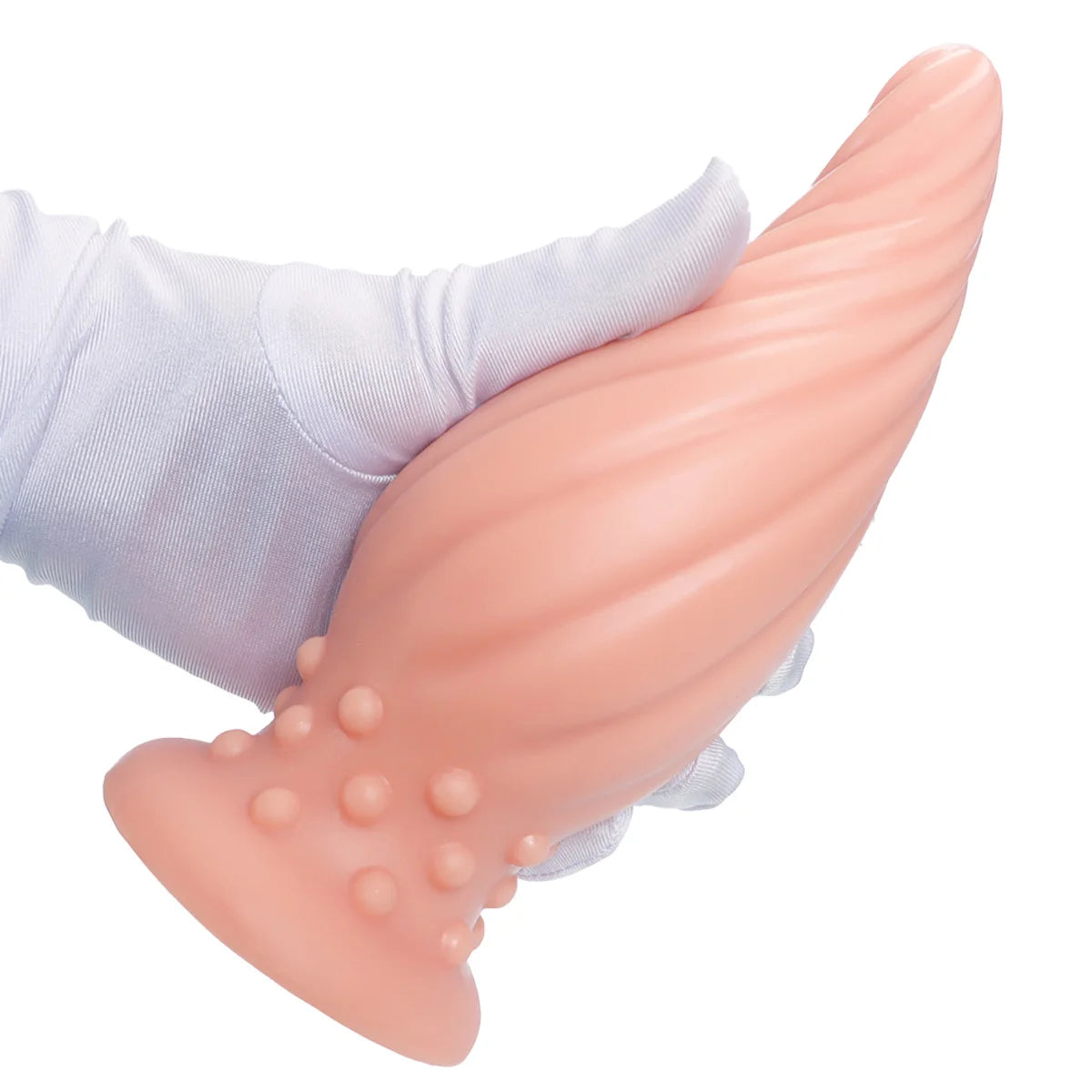 Spiral-Tip Silicone Anal Plug — Textured 5 Sizes S to XL