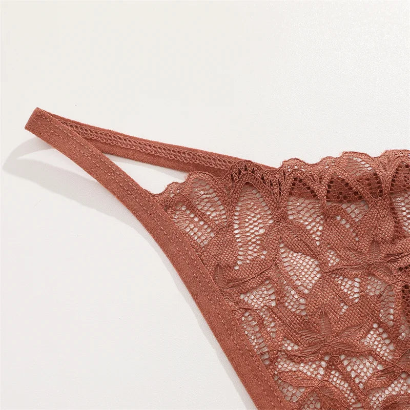 7Pcs/Set Women's Lace Panties Sexy Hollow Out Floral Thongs Solid Color Low Rise Thongs Fashion Cozy Breathable G-String S-XL
