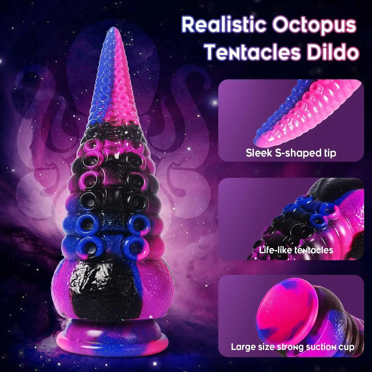 Huge Octopus Tentacle Fantasy Dildo — 4 Colours Suction
