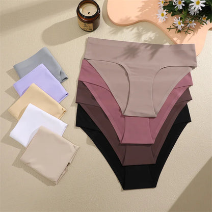 6Pcs/Set Sexy Traceless Panties For Women Seamless Low Waist Breathable Briefs High Elastic Solid Color Lingerie Cozy Underpants