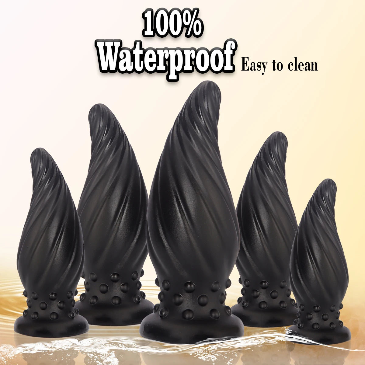 Spiral-Tip Silicone Anal Plug — Textured 5 Sizes S to XL