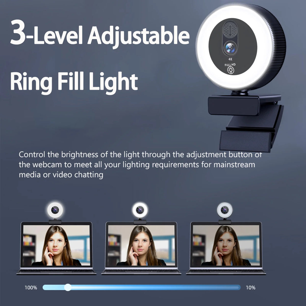 4K Streaming Ring Light Webcam
