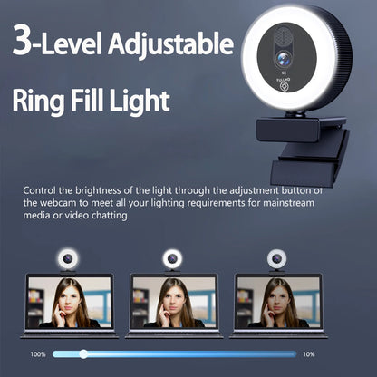 4K Streaming Ring Light Webcam