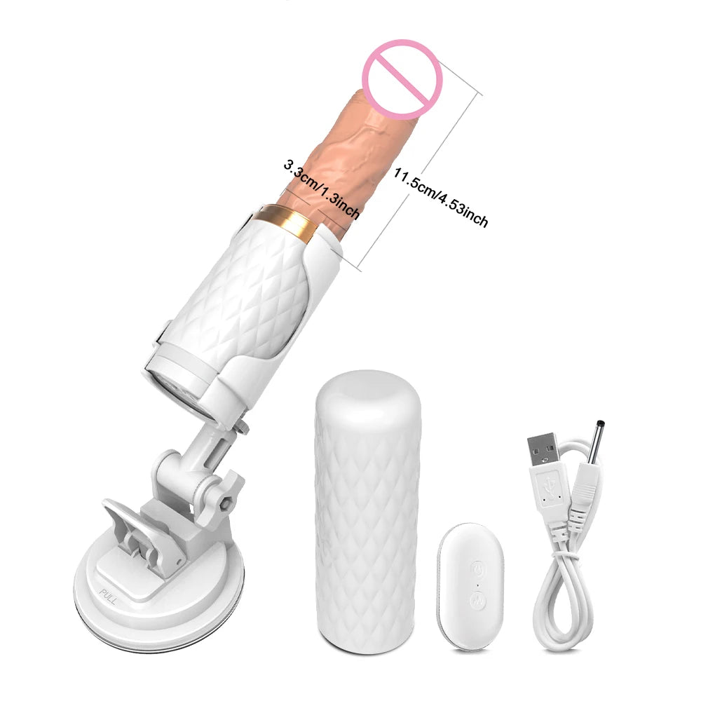 Thrusting Dildo Vibrator with Bracket Stand