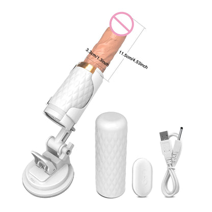Thrusting Dildo Vibrator with Bracket Stand