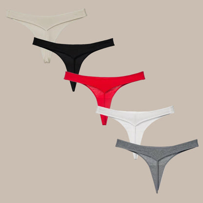 2 Pcs T-back Cotton Thong Underwear for Women Sports Ladies Seamless Panties Low Rise Solid Sexy Tanga