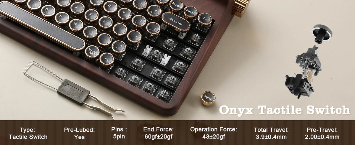 Creme Beige Premium Keyboard Golden