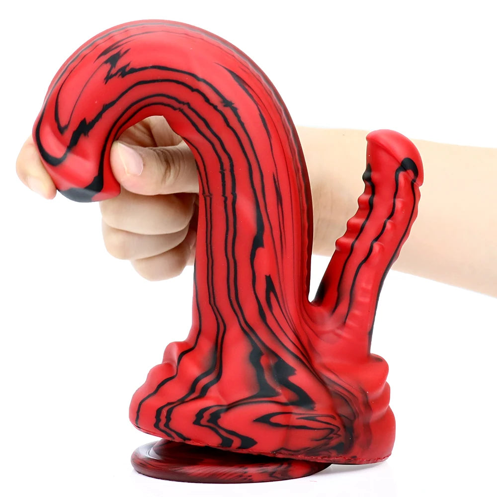 Double-Ended Silicone Dildo with Suction Cup Base