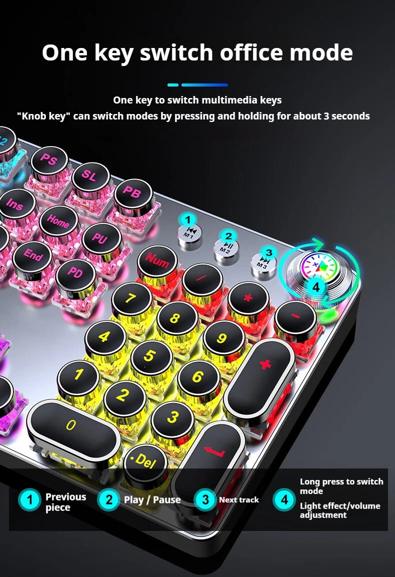 LED Backlit Typewriter Style keyboard